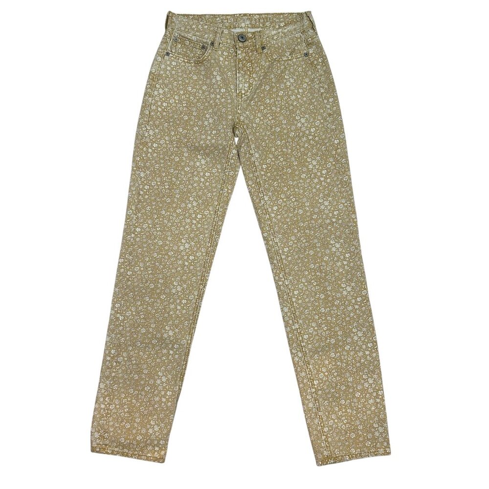 American Eagle AE Jeans Women's Size 00 Mustard Yellow & White Floral Jeans NWT